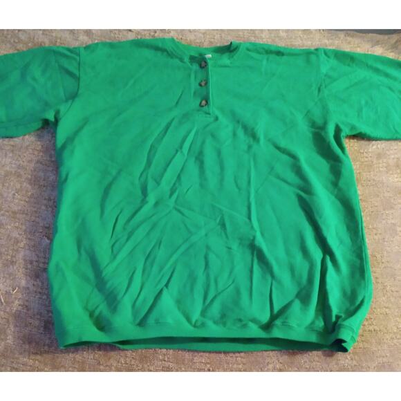 VTG SK Collectables 3 Button Sweatshirt Mens Large Oversized Green St Patrick's - Picture 3 of 10